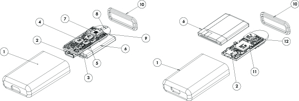 exploded view of sensor